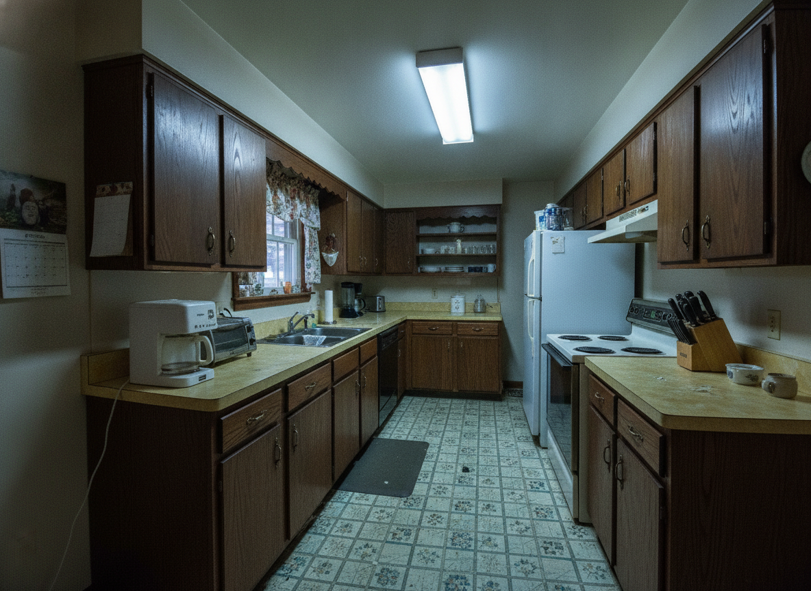 Dated kitchen before an Elemental Remodeling renovation