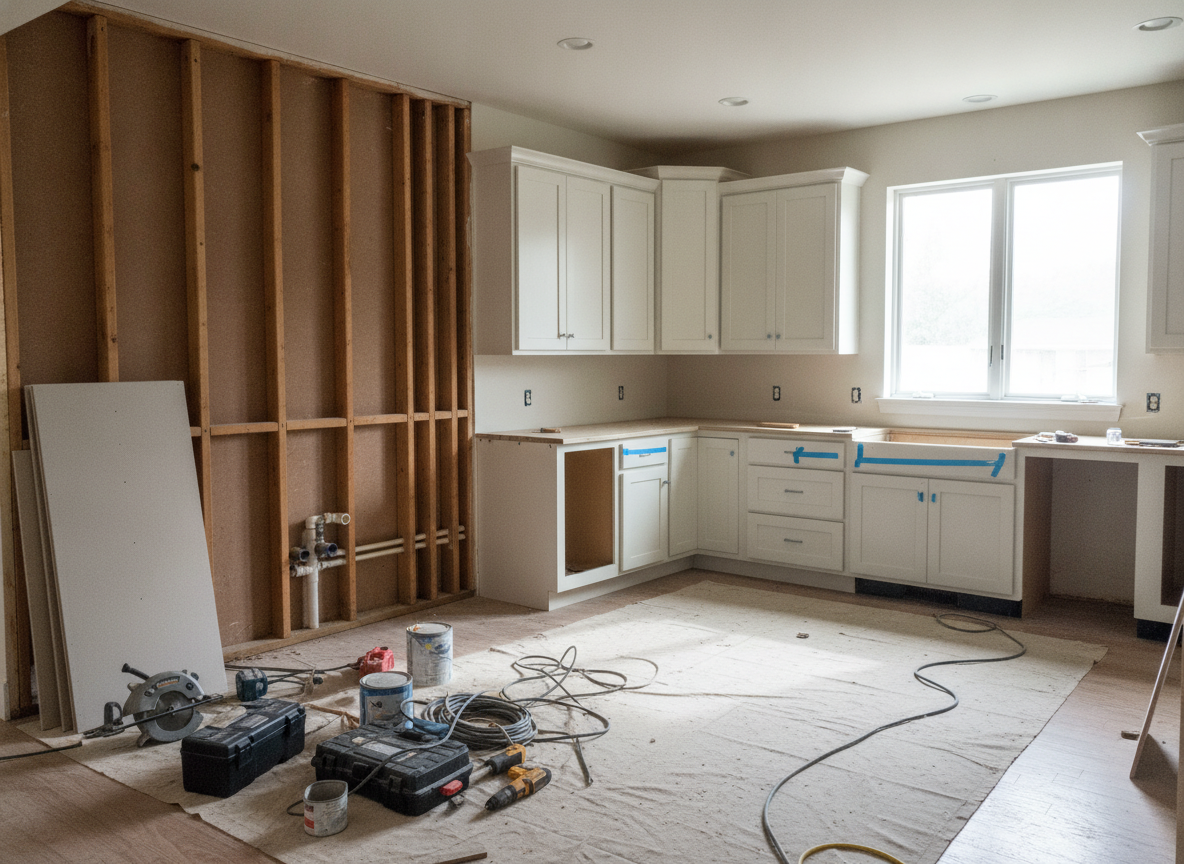 Kitchen remodel in progress, showing craftsmanship and process